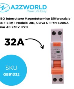 RCBO Interruttore Magnetotermico Differenziale Tipo F Slim 1 Modulo DIN, Curva C 1P+N 6000A 30mA AC 230V IP20, Corrente Disponibili 6A 10A 16A 20A 25A 32A 40A (C32A) - immagine 2