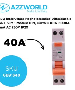 RCBO Interruttore Magnetotermico Differenziale Tipo F Slim 1 Modulo DIN, Curva C 1P+N 6000A 30mA AC 230V IP20, Corrente Disponibili 6A 10A 16A 20A 25A 32A 40A (C40A) - immagine 2