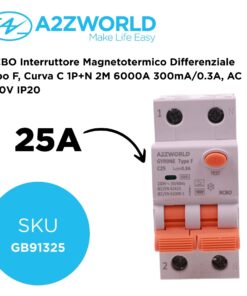 RCBO Interruttore Magnetotermico Differenziale Tipo F, Curva C 1P+N 2M 6000A 300mA/0.3A, AC 230V IP20 Corrente Disponibili 16A 20A 25A 32A (C25A) - immagine 2