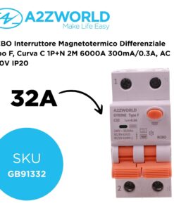 RCBO Interruttore Magnetotermico Differenziale Tipo F, Curva C 1P+N 2M 6000A 300mA/0.3A, AC 230V IP20 Corrente Disponibili 16A 20A 25A 32A (C32A) - immagine 2