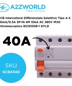 Alternative view of RCCB Interruttore Differenziale Selettivo Tipo A S 300mA/0.3A 3P+N 4M 10kA AC 400V IP20 Elettromeccanico IEC61008-1 GYL9, Corrente Disponibili 40A 63A 100A (40A)