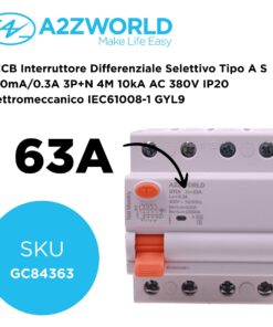 Alternative view of RCCB Interruttore Differenziale Selettivo Tipo A S 300mA/0.3A 3P+N 4M 10kA AC 400V IP20 Elettromeccanico IEC61008-1 GYL9, Corrente Disponibili 40A 63A 100A (63A)