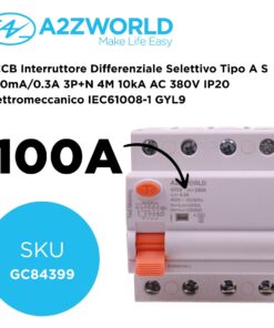 Alternative view of RCCB Interruttore Differenziale Selettivo Tipo A S 300mA/0.3A 3P+N 4M 10kA AC 400V IP20 Elettromeccanico IEC61008-1 GYL9, Corrente Disponibili 40A 63A 100A (100A)