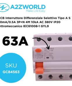 RCCB Interruttore Differenziale Selettivo Tipo A S 500mA/0.5A 3P+N 4M 10kA AC 400V IP20 Elettromeccanico IEC61008-1 GYL9, Corrente Disponibili 63A 100A (63A) - immagine 2