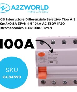 RCCB Interruttore Differenziale Selettivo Tipo A S 500mA/0.5A 3P+N 4M 10kA AC 400V IP20 Elettromeccanico IEC61008-1 GYL9, Corrente Disponibili 63A 100A (100A) - immagine 2