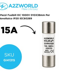 10 Pezzi Fusibili DC 1000V D10X38mm Per Fotovoltaico IP20 IEC60269, Disponibili 15A 20A 25A 30A (15A) - immagine 2