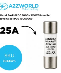 10 Pezzi Fusibili DC 1000V D10X38mm Per Fotovoltaico IP20 IEC60269, Disponibili 15A 20A 25A 30A (25A) - immagine 2