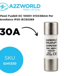 10 Pezzi Fusibili DC 1000V D10X38mm Per Fotovoltaico IP20 IEC60269, Disponibili 15A 20A 25A 30A (30A) - immagine 2
