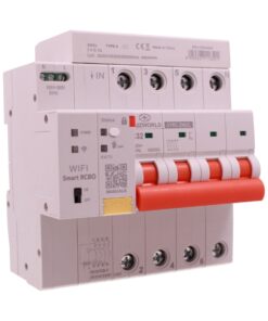 Interruttore Differenziale Magnetotermico Connesso, RCBO WiFi 3P+N con Riarmo Automatico e Display, Tipo A Curva C 30-500mA Regolabile Icu 10kA, 380V 6M, App Tuya con Misure: Corrente Residua, Intensità, Potenza, Tensione, Temperatura, Consumo GYRC-ZN02L (32A)