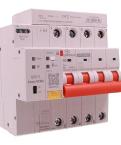 Interruttore Differenziale Magnetotermico Connesso, RCBO WiFi 3P+N con Riarmo Automatico e Display, Tipo A Curva C 30-500mA Regolabile Icu 10kA, 380V 6M, App Tuya con Misure: Corrente Residua, Intensità, Potenza, Tensione, Temperatura, Consumo GYRC-ZN02L (63A)