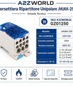 Alternative view of Ripartitore di Potenza Unipolare, Morsettiere Di Distribuzione Da Guida DIN Per Quadro Elettrico, Corrente Disponibili 80A 125A 160A 250A 400A 500A (250A)