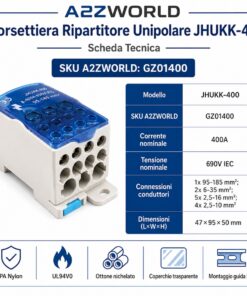 Alternative view of Ripartitore di Potenza Unipolare, Morsettiere Di Distribuzione Da Guida DIN Per Quadro Elettrico, Corrente Disponibili 80A 125A 160A 250A 400A 500A (400A)