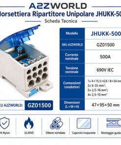 Alternative view of Ripartitore di Potenza Unipolare, Morsettiere Di Distribuzione Da Guida DIN Per Quadro Elettrico, Corrente Disponibili 80A 125A 160A 250A 400A 500A (500A)