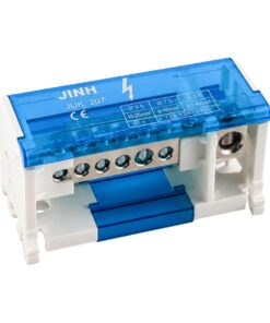 Morsettiera Ripartitore Bipolare, Box Di Connessione 2 Barre, 125A 690V, Scatola Di Distribuzione Per Quadro Elettrico, Ottone Nichelato, Coperchio Trasparente, PA Nylon UL94V0 (7 Vie)