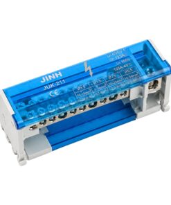 Morsettiera Ripartitore Bipolare, Box Di Connessione 2 Barre, 125A 690V, Scatola Di Distribuzione Per Quadro Elettrico, Ottone Nichelato, Coperchio Trasparente, PA Nylon UL94V0 (11 Vie)
