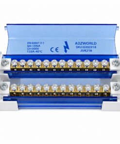 Morsettiera Ripartitore Bipolare, Box Di Connessione 2 Barre, 125A 690V, Scatola Di Distribuzione Per Quadro Elettrico, Ottone Nichelato, Coperchio Trasparente, PA Nylon UL94V0 (15 Vie) - immagine 4