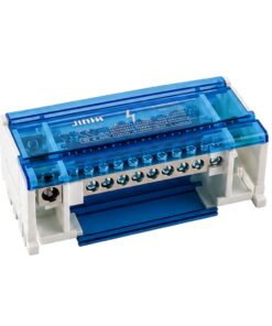 Morsettiera Ripartitore Quadripolare, Box Di Connessione 4 Barre, 125A 690V, Scatola Di Distribuzione Per Quadro Elettrico, Ottone Nichelato, Coperchio Trasparente, PA Nylon UL94V0 (7 Vie)