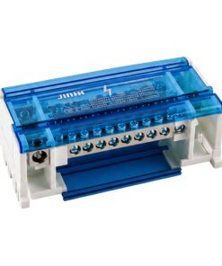 Morsettiera Ripartitore Quadripolare, Box Di Connessione 4 Barre, 125A 690V, Scatola Di Distribuzione Per Quadro Elettrico, Ottone Nichelato, Coperchio Trasparente, PA Nylon UL94V0 (11 Vie)