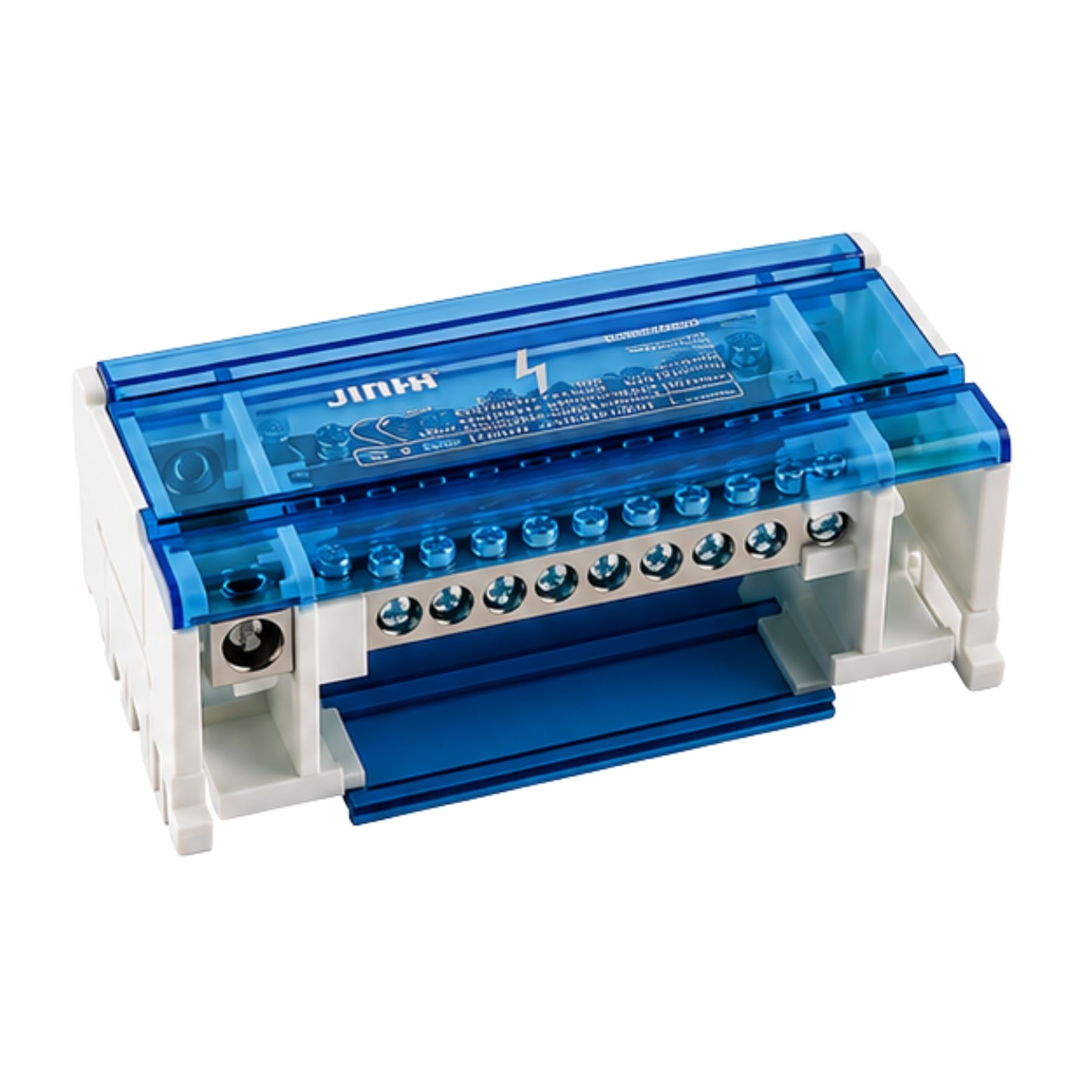 Morsettiera Ripartitore Quadripolare, Box Di Connessione 4 Barre, 125A 690V, Scatola Di Distribuzione Per Quadro Elettrico, Ottone Nichelato, Coperchio Trasparente, PA Nylon UL94V0 (11 Vie)