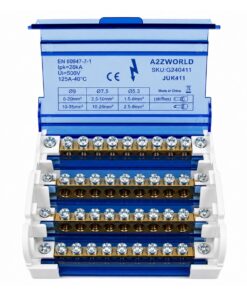 Morsettiera Ripartitore Quadripolare, Box Di Connessione 4 Barre, 125A 690V, Scatola Di Distribuzione Per Quadro Elettrico, Ottone Nichelato, Coperchio Trasparente, PA Nylon UL94V0 (11 Vie) - immagine 4