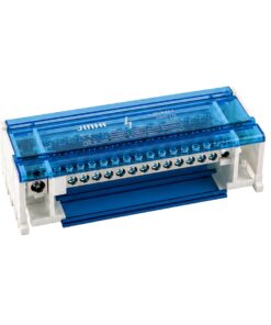 Morsettiera Ripartitore Quadripolare, Box Di Connessione 4 Barre, 125A 690V, Scatola Di Distribuzione Per Quadro Elettrico, Ottone Nichelato, Coperchio Trasparente, PA Nylon UL94V0 (15 Vie)