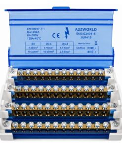 Morsettiera Ripartitore Quadripolare, Box Di Connessione 4 Barre, 125A 690V, Scatola Di Distribuzione Per Quadro Elettrico, Ottone Nichelato, Coperchio Trasparente, PA Nylon UL94V0 (15 Vie) - immagine 4