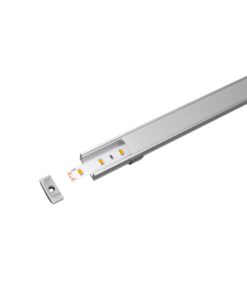 Kit Profilo Alluminio Completo Da 3 Metri Per Striscia Led, Standard, Dimensione 17.4X7mm, Larghezza Interna 12.4mm, 115g/m, Copertura Opale, Tappi Chiusura e Clip Fissaggio Incluso,BAV10321,BAV3355,BA1707,BAV3370