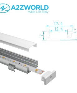 Kit Profilo Alluminio Completo Da 3 Metri Per Striscia Led, Standard, Dimensione 17.4X7mm, Larghezza Interna 12.4mm, 115g/m, Copertura Opale, Tappi Chiusura e Clip Fissaggio Incluso,BAV10321,BAV3355,BA1707,BAV3370 - immagine 3