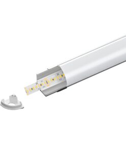 Kit Profilo Alluminio Completo Da 3 Metri Per Striscia Led, Angolare Leggera, Dimensione 15.8X15.8mm, Larghezza Interna 10mm, 77g/m, Copertura Opale, Tappi Chiusura e Clip Fissaggio Incluso,BAV10322,BAV3353,BA1616