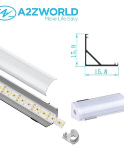 Kit Profilo Alluminio Completo Da 3 Metri Per Striscia Led, Angolare Leggera, Dimensione 15.8X15.8mm, Larghezza Interna 10mm, 77g/m, Copertura Opale, Tappi Chiusura e Clip Fissaggio Incluso,BAV10322,BAV3353,BA1616 - immagine 3