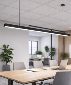 Lampada LED Lineare a Sospensione Allungabile CCT 40W 4400 lm 1200x50x60 mm Bianco o Nero (Nero)