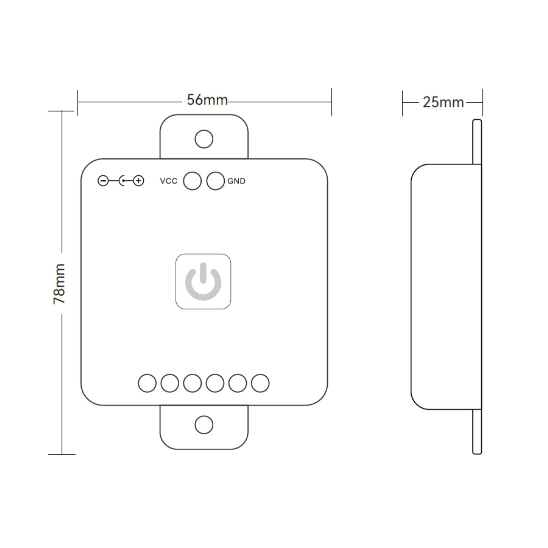 Led Dimmer WIFI RF 2.4G, App TUYA, Smart Life Max 12A DC 12V 24V, 56X56X20mm - immagine 5