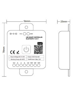 Controller LED WiFi 12 in 1 per Strisce RGB CCT e SPI Running, DC 5V 12V 24V Max 12A, App Tuya Smart Life, RF 2,4 GHz - immagine 5