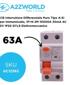 Alternative view of RCCB Interruttore Differenziale Puro Tipo A-SI Super Immunizzato, 1P+N 2M 10000A 30mA AC 230V IP20 GYL9 Elettromeccanico, Corrente Disponibili 25A 40A 63A 100A (63A)