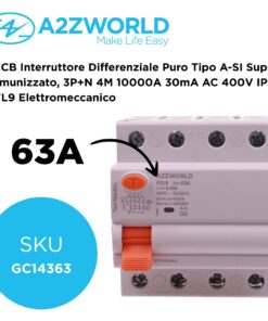 Alternative view of RCCB Interruttore Differenziale Puro Tipo A-SI Super Immunizzato, 3P+N 4M 10000A 30mA AC 400V IP20 GYL9 Elettromeccanico, Corrente Disponibili 40A 63A 100A (63A)