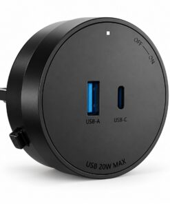 Presa USB-A + USB-C PD 20W Per Multipresa Da Binario, 5V 3A 9V 2.22A 12V 1.67A, GONEO Power Track (Nero)