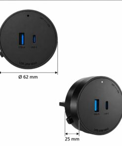 Alternative view of Presa USB-A + USB-C PD 20W Per Multipresa Da Binario, 5V 3A 9V 2.22A 12V 1.67A, GONEO Power Track (Nero)
