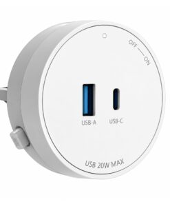 Presa USB-A + USB-C PD 20W Per Multipresa Da Binario, 5V 3A 9V 2.22A 12V 1.67A, GONEO Power Track (Bianco)